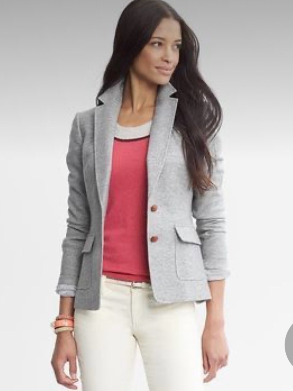Banana Republic Hacking Jacket Blazer Sz 0 Gray Wool Tweed Equestrian Preppy